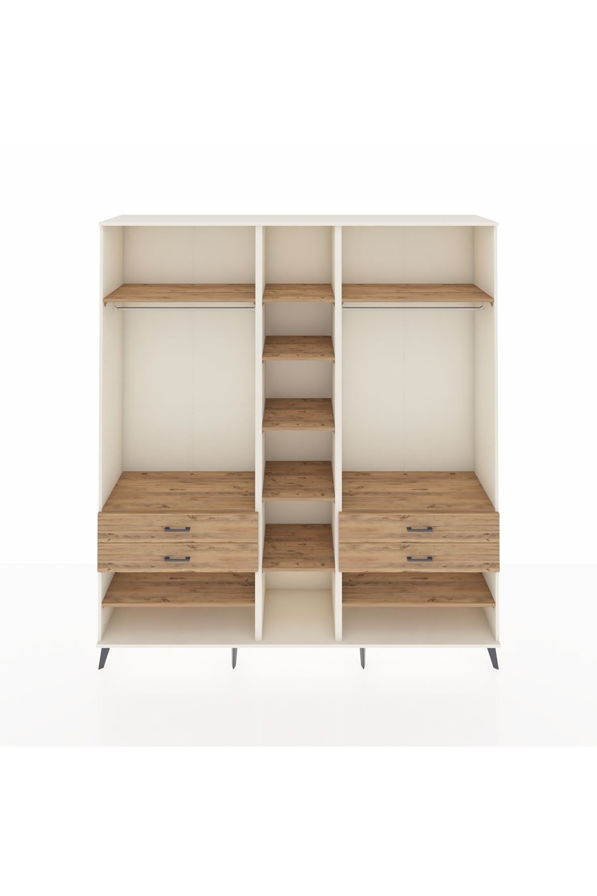 Hyperion Dolap 11 Raflı 4 Çekmeceli 2 Askılı 220x44x243 Aytaşı-Çam/Çam