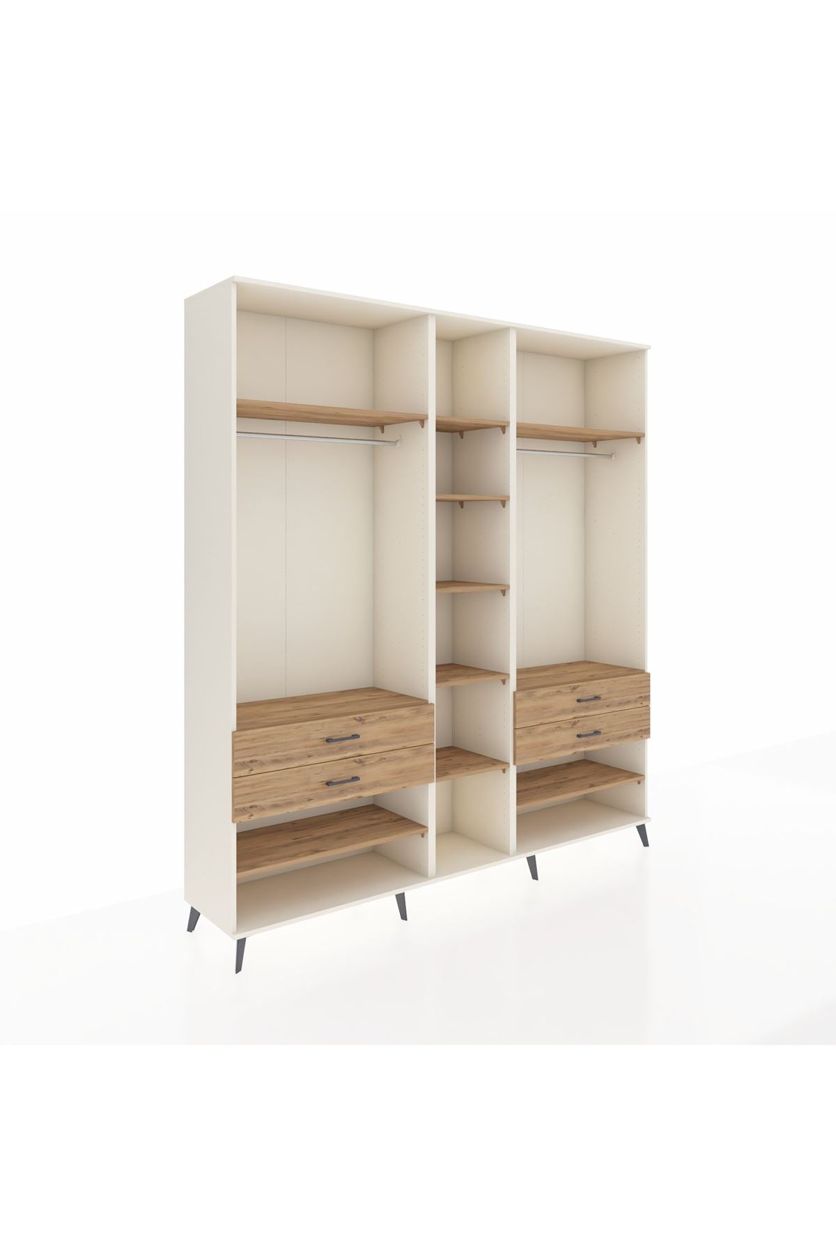 Hyperion Dolap 11 Raflı 4 Çekmeceli 2 Askılı 220x44x243 Aytaşı-Çam/Çam