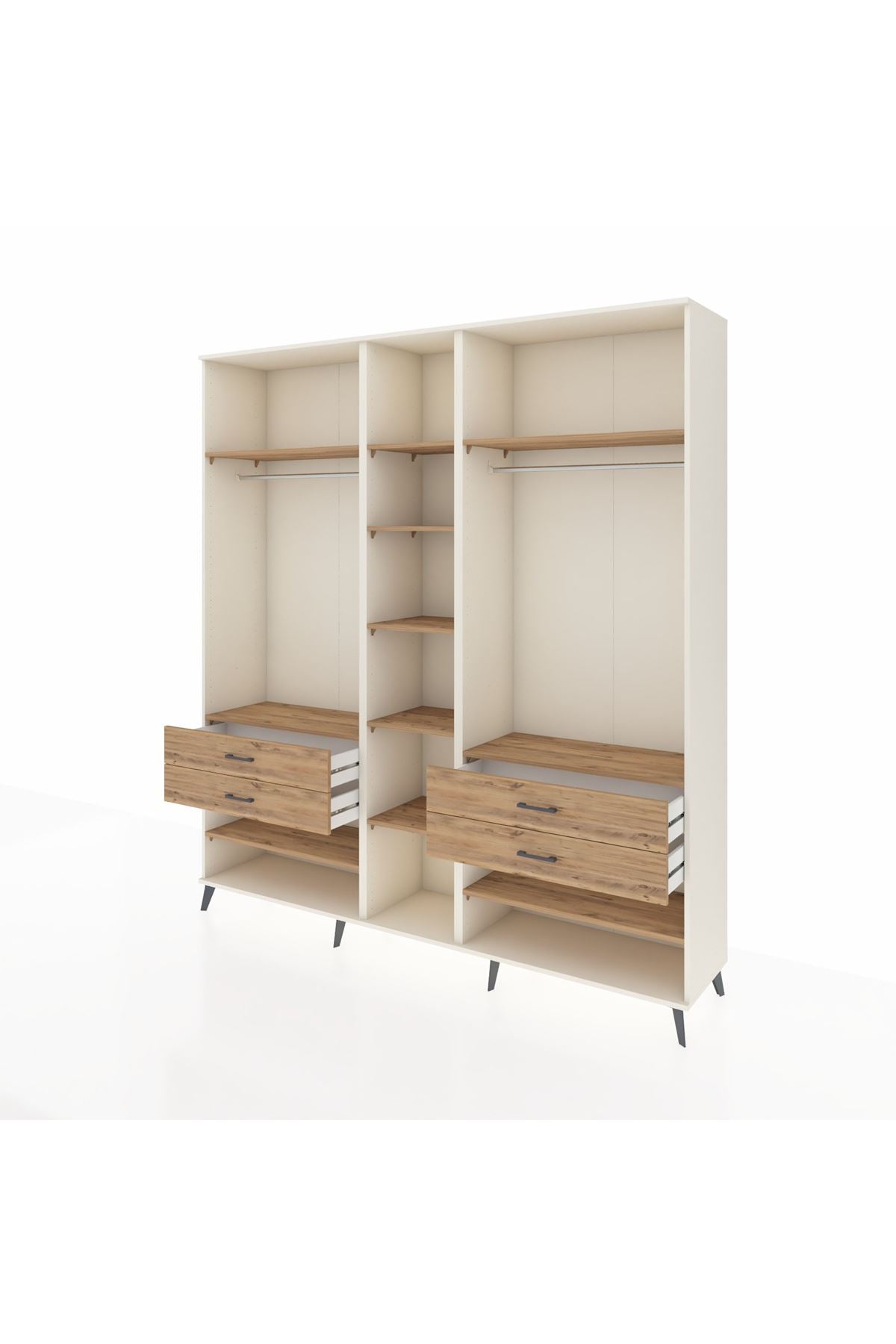 Hyperion Dolap 11 Raflı 4 Çekmeceli 2 Askılı 220x44x243 Aytaşı-Çam/Çam