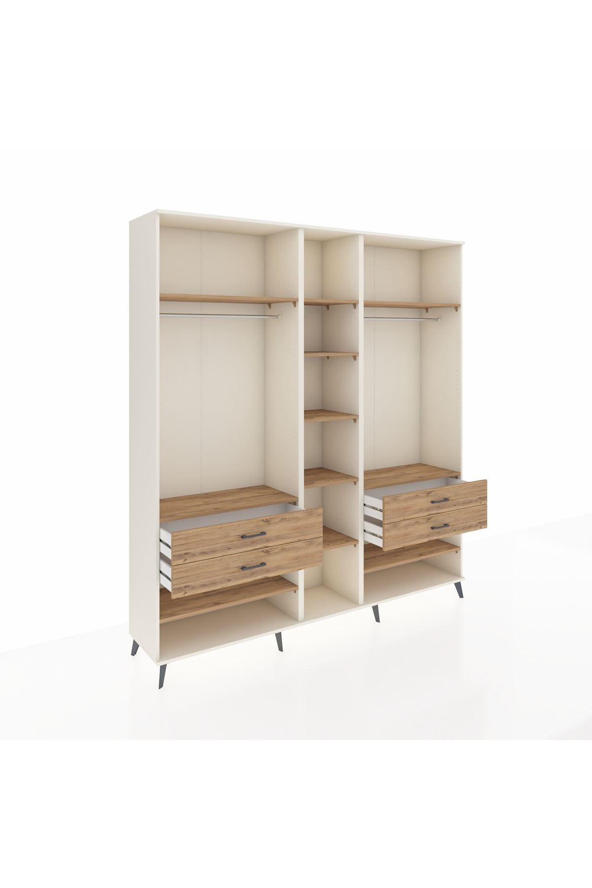 Hyperion Dolap 11 Raflı 4 Çekmeceli 2 Askılı 220x44x243 Aytaşı-Çam/Çam