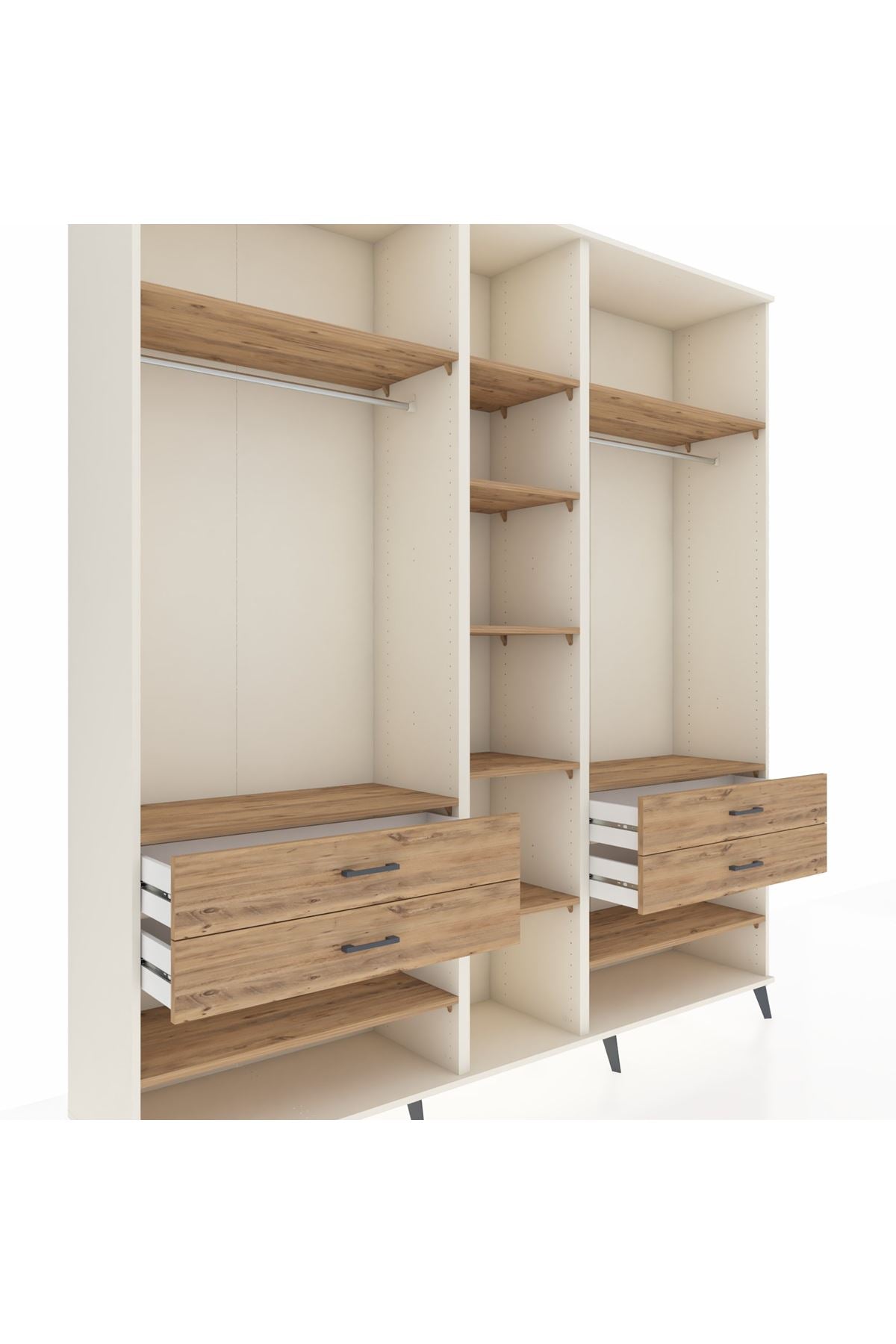 Hyperion Dolap 11 Raflı 4 Çekmeceli 2 Askılı 220x44x243 Aytaşı-Çam/Çam