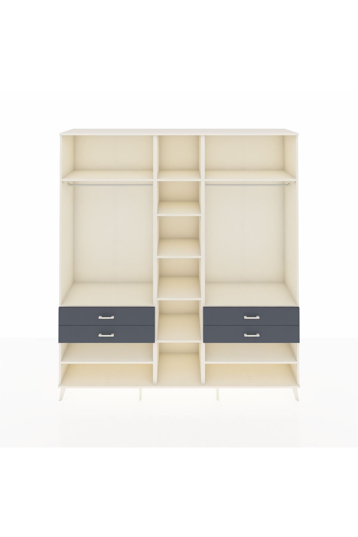 Hyperion Dolap 11 Raflı 4 Çekmeceli 2 Askılı 220x44x243 Aytaşı-Aytaşı/Antrasit