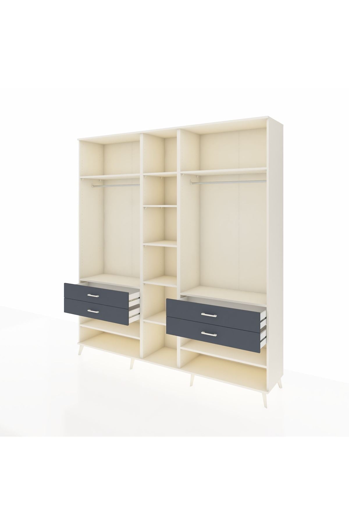 Hyperion Dolap 11 Raflı 4 Çekmeceli 2 Askılı 220x44x243 Aytaşı-Aytaşı/Antrasit