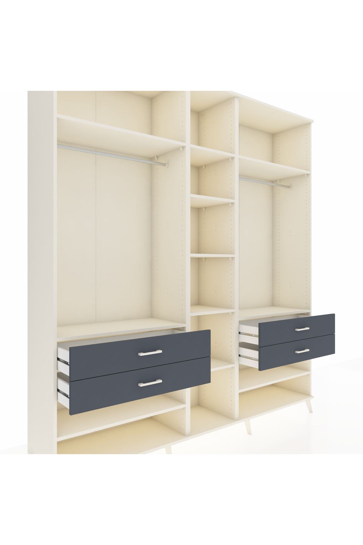 Hyperion Dolap 11 Raflı 4 Çekmeceli 2 Askılı 220x44x243 Aytaşı-Aytaşı/Antrasit