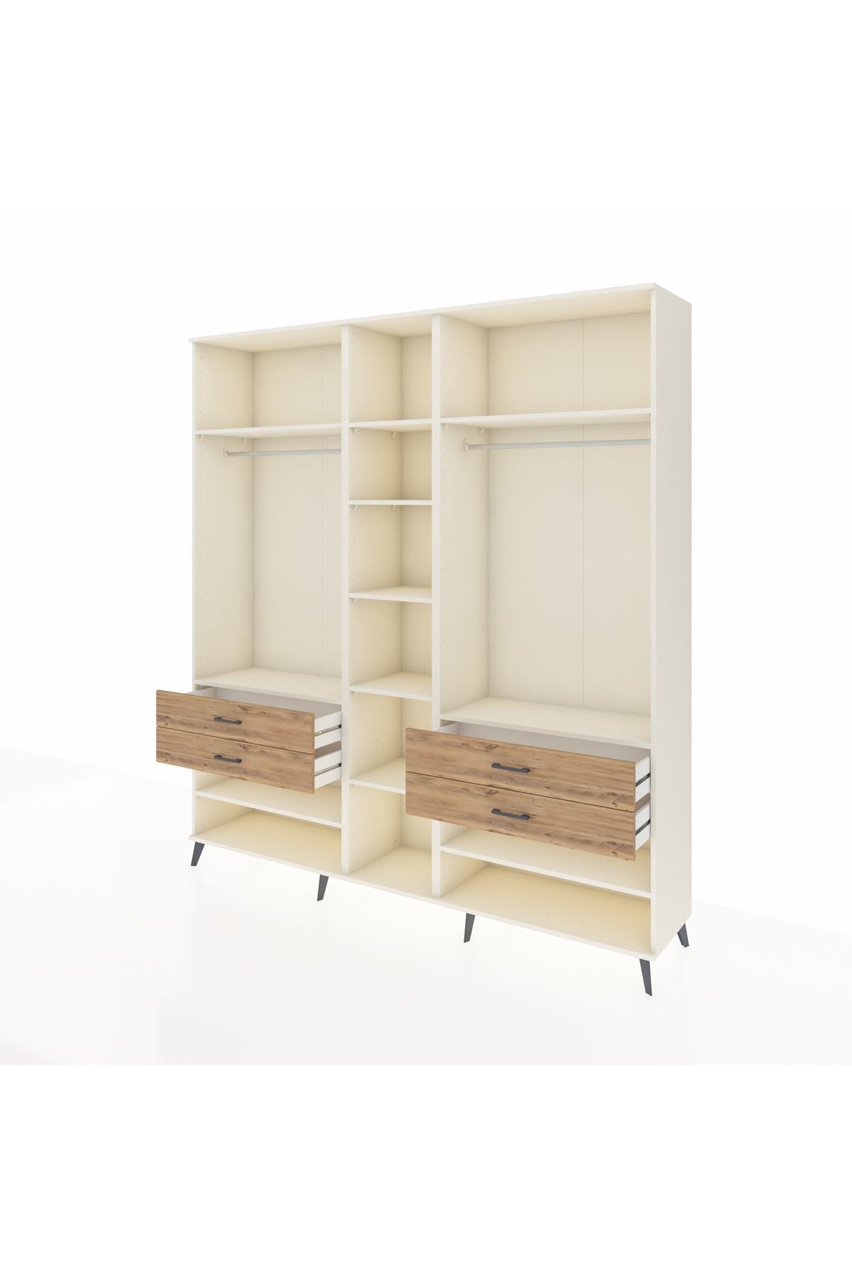 Hyperion Dolap 11 Raflı 4 Çekmeceli 2 Askılı 220x44x243 Aytaşı-Aytaşı/Çam