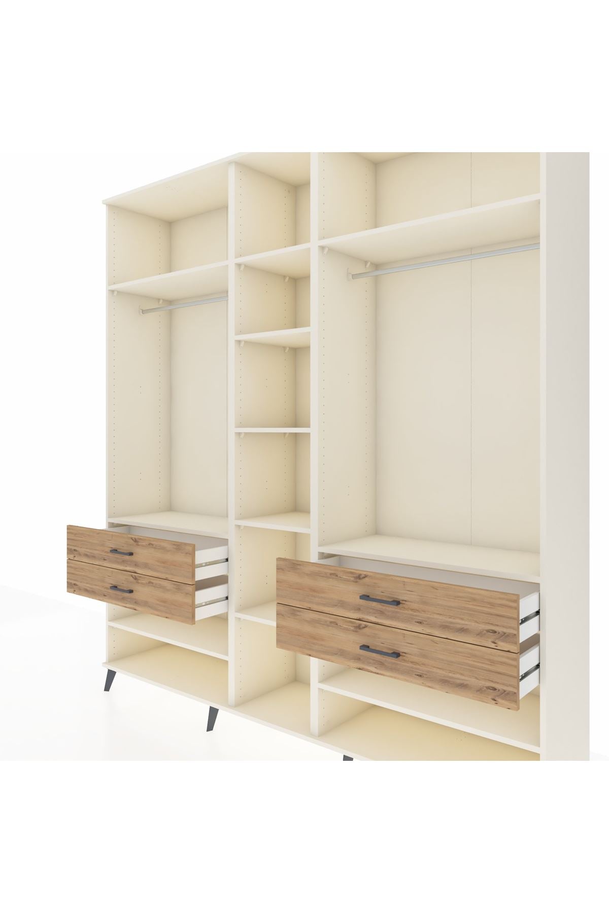 Hyperion Dolap 11 Raflı 4 Çekmeceli 2 Askılı 220x44x243 Aytaşı-Aytaşı/Çam