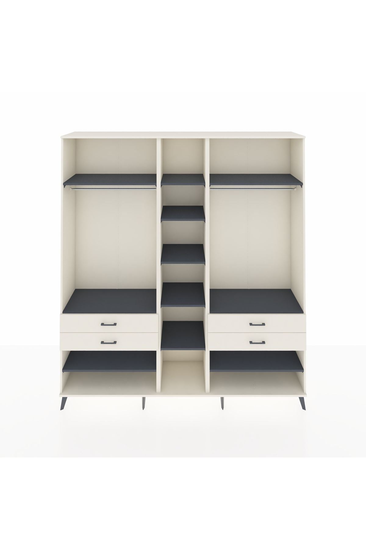 Hyperion Dolap 11 Raflı 4 Çekmeceli 2 Askılı 220x44x243 Aytaşı-Antrasit/Aytaşı