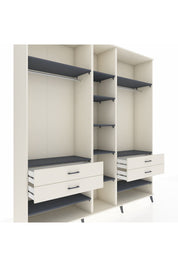 Hyperion Dolap 11 Raflı 4 Çekmeceli 2 Askılı 220x44x243 Aytaşı-Antrasit/Aytaşı