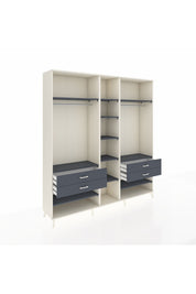 Hyperion Dolap 11 Raflı 4 Çekmeceli 2 Askılı 220x44x243 Aytaşı-Antrasit/Antrasit