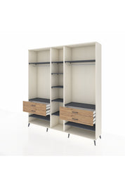 Hyperion Dolap 11 Raflı 4 Çekmeceli 2 Askılı 220x44x243 Aytaşı-Antrasit/Çam