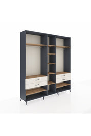 Hyperion Dolap 11 Raflı 4 Çekmeceli 2 Askılı 220x44x243 Antrasit-Çam/Aytaşı