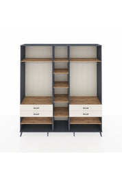 Hyperion Dolap 11 Raflı 4 Çekmeceli 2 Askılı 220x44x243 Antrasit-Çam/Aytaşı