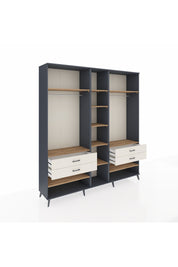 Hyperion Dolap 11 Raflı 4 Çekmeceli 2 Askılı 220x44x243 Antrasit-Çam/Aytaşı