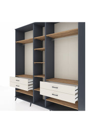 Hyperion Dolap 11 Raflı 4 Çekmeceli 2 Askılı 220x44x243 Antrasit-Çam/Aytaşı