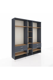 Hyperion Dolap 11 Raflı 4 Çekmeceli 2 Askılı 220x44x243 Antrasit-Çam/Antrasit