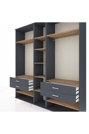 Hyperion Dolap 11 Raflı 4 Çekmeceli 2 Askılı 220x44x243 Antrasit-Çam/Antrasit