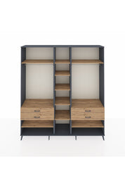 Hyperion Dolap 11 Raflı 4 Çekmeceli 2 Askılı 220x44x243 Antrasit-Çam/Çam