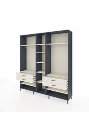 Hyperion Dolap 11 Raflı 4 Çekmeceli 2 Askılı 220x44x243 Antrasit-Aytaşı/Aytaşı