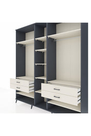 Hyperion Dolap 11 Raflı 4 Çekmeceli 2 Askılı 220x44x243 Antrasit-Aytaşı/Aytaşı