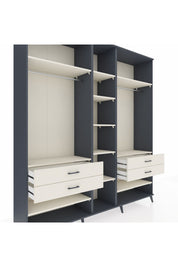 Hyperion Dolap 11 Raflı 4 Çekmeceli 2 Askılı 220x44x243 Antrasit-Aytaşı/Aytaşı