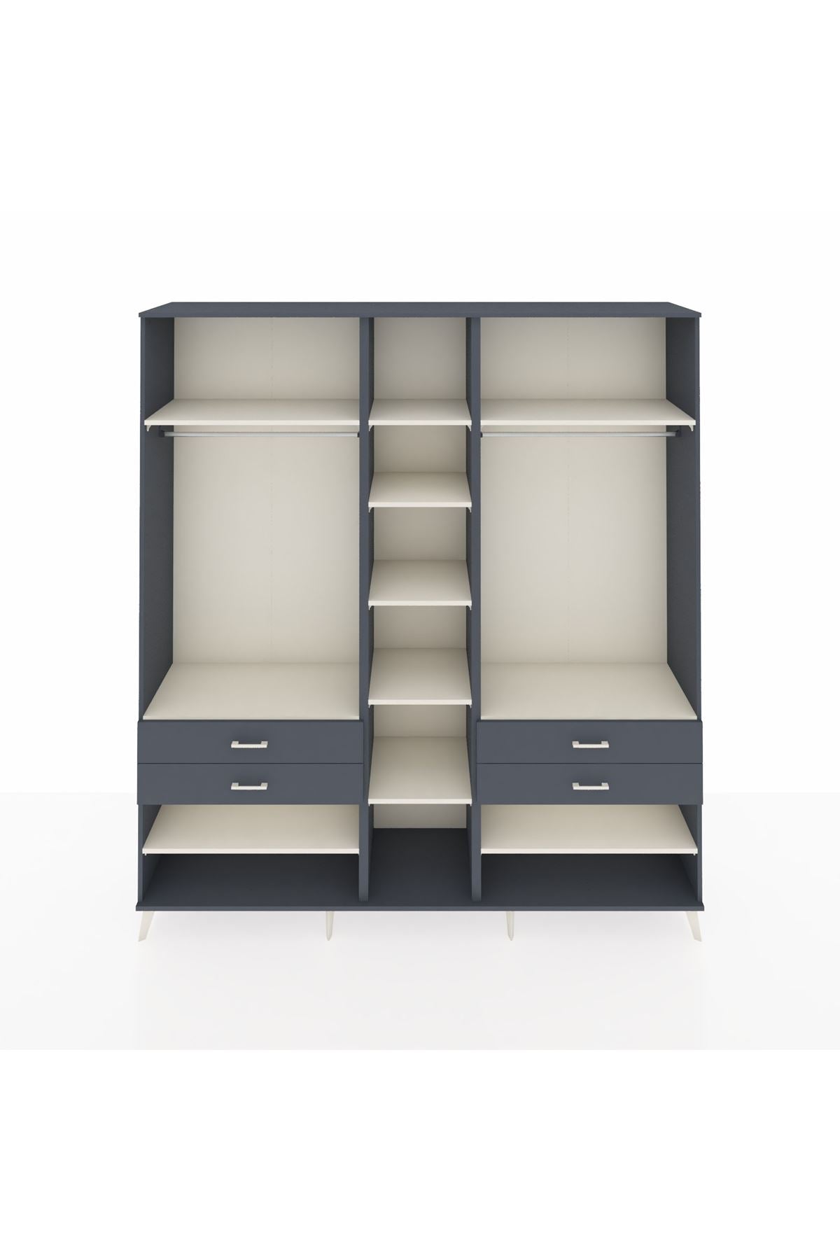 Hyperion Dolap 11 Raflı 4 Çekmeceli 2 Askılı 220x44x243 Antrasit-Aytaşı/Antrasit