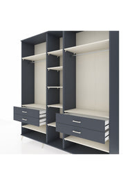 Hyperion Dolap 11 Raflı 4 Çekmeceli 2 Askılı 220x44x243 Antrasit-Aytaşı/Antrasit