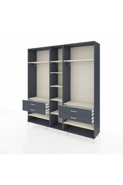 Hyperion Dolap 11 Raflı 4 Çekmeceli 2 Askılı 220x44x243 Antrasit-Aytaşı/Antrasit