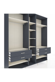 Hyperion Dolap 11 Raflı 4 Çekmeceli 2 Askılı 220x44x243 Antrasit-Aytaşı/Antrasit