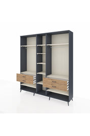 Hyperion Dolap 11 Raflı 4 Çekmeceli 2 Askılı 220x44x243 Antrasit-Aytaşı/Çam