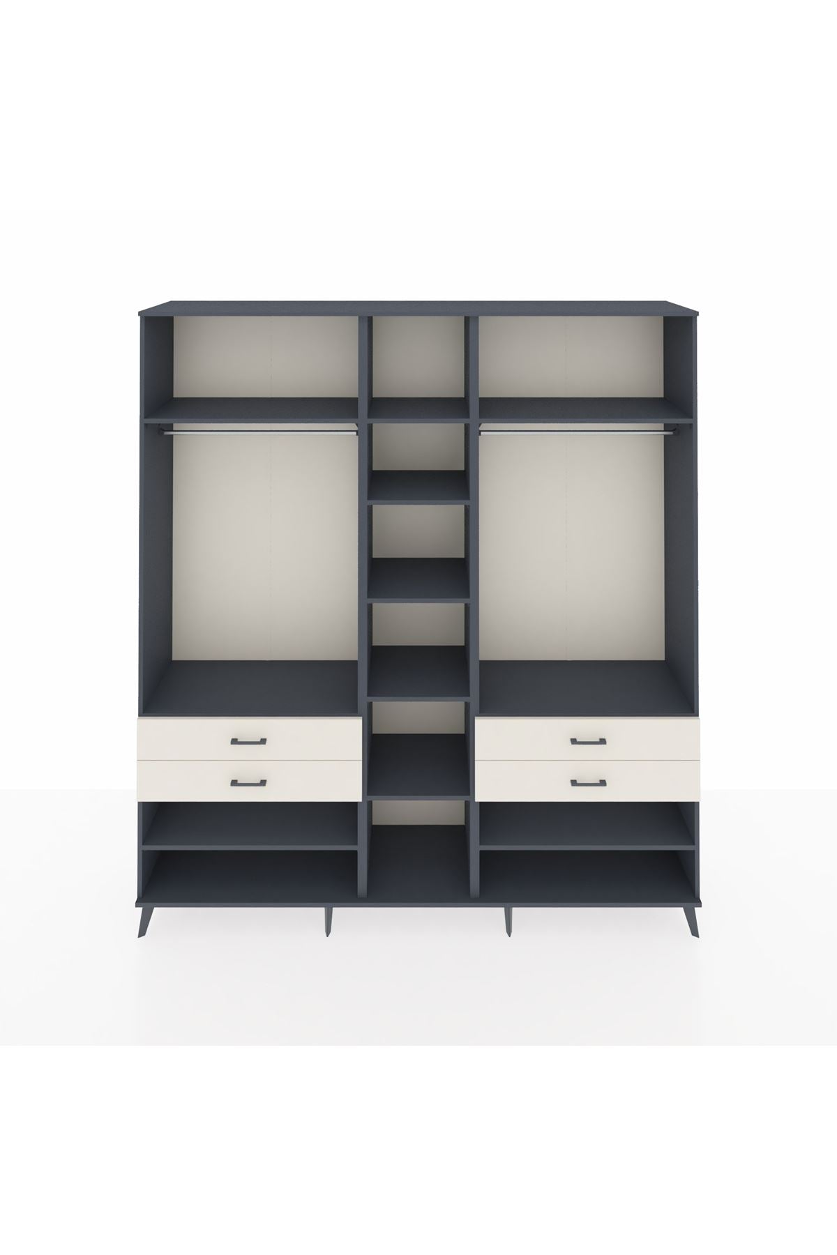 Hyperion Dolap 11 Raflı 4 Çekmeceli 2 Askılı 220x44x243 Antrasit-Antrasit/Aytaşı