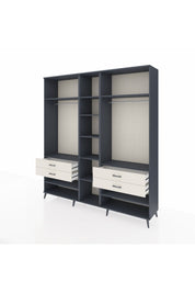 Hyperion Dolap 11 Raflı 4 Çekmeceli 2 Askılı 220x44x243 Antrasit-Antrasit/Aytaşı