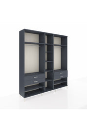 Hyperion Dolap 11 Raflı 4 Çekmeceli 2 Askılı 220x44x243 Antrasit-Antrasit/Antrasit