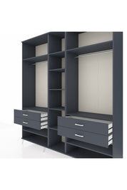 Hyperion Dolap 11 Raflı 4 Çekmeceli 2 Askılı 220x44x243 Antrasit-Antrasit/Antrasit