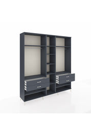 Hyperion Dolap 11 Raflı 4 Çekmeceli 2 Askılı 220x44x243 Antrasit-Antrasit/Antrasit