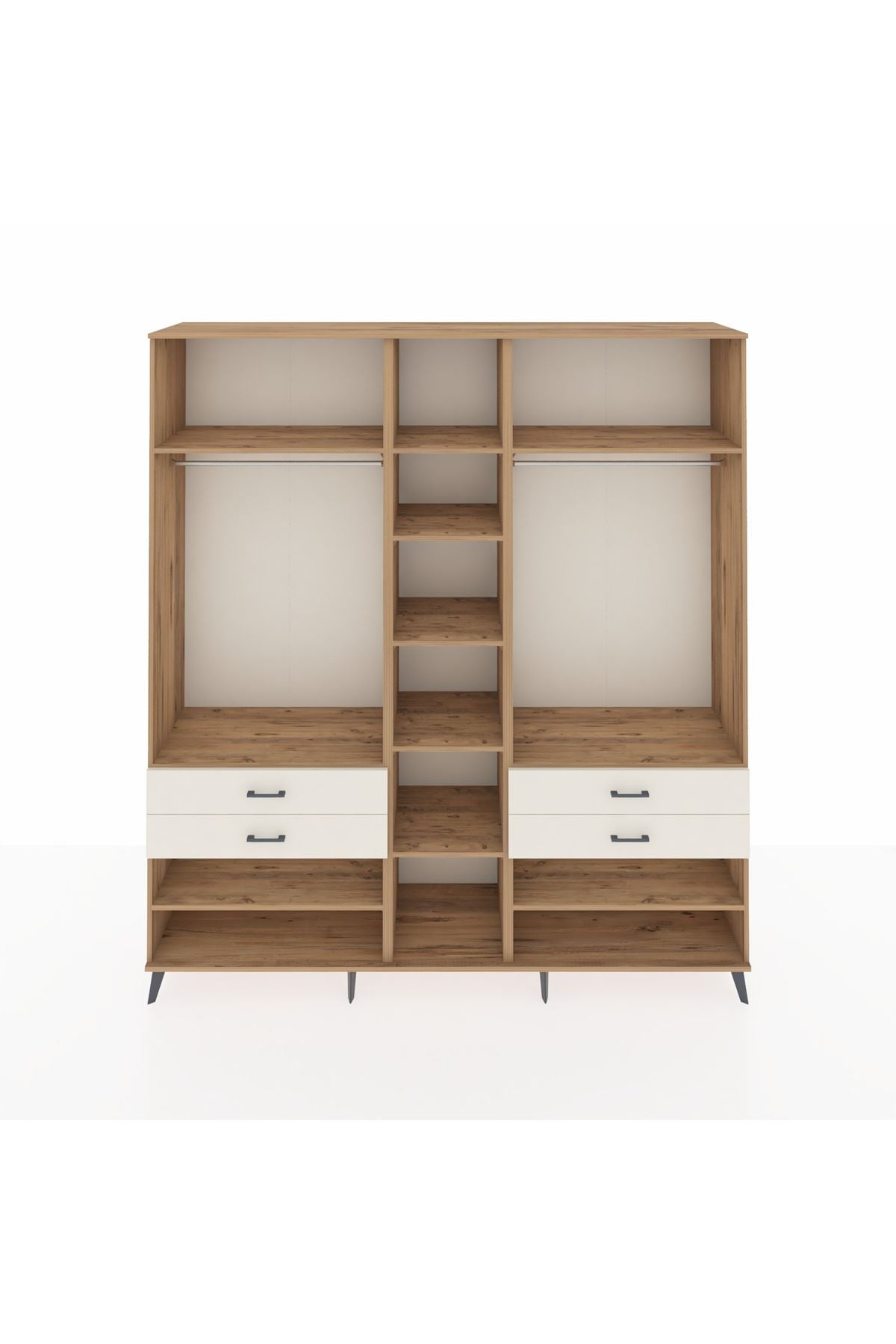 Hyperion Dolap 11 Raflı 4 Çekmeceli 2 Askılı 220x44x243 Çam-Çam/Aytaşı