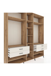 Hyperion Dolap 11 Raflı 4 Çekmeceli 2 Askılı 220x44x243 Çam-Çam/Aytaşı