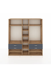 Hyperion Dolap 11 Raflı 4 Çekmeceli 2 Askılı 220x44x243 Çam-Çam/Antrasit