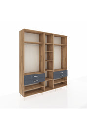 Hyperion Dolap 11 Raflı 4 Çekmeceli 2 Askılı 220x44x243 Çam-Çam/Antrasit