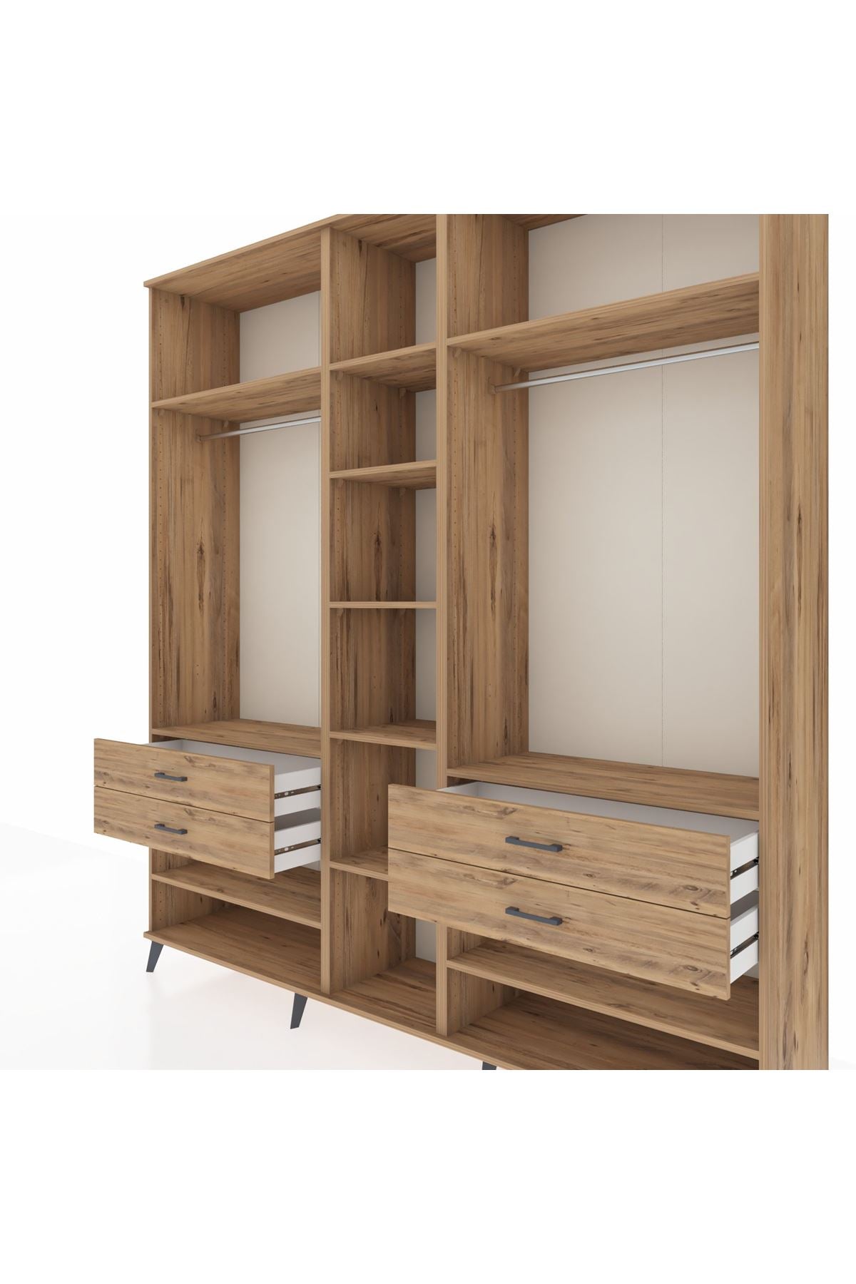 Hyperion Dolap 11 Raflı 4 Çekmeceli 2 Askılı 220x44x243 - S553M006V21B