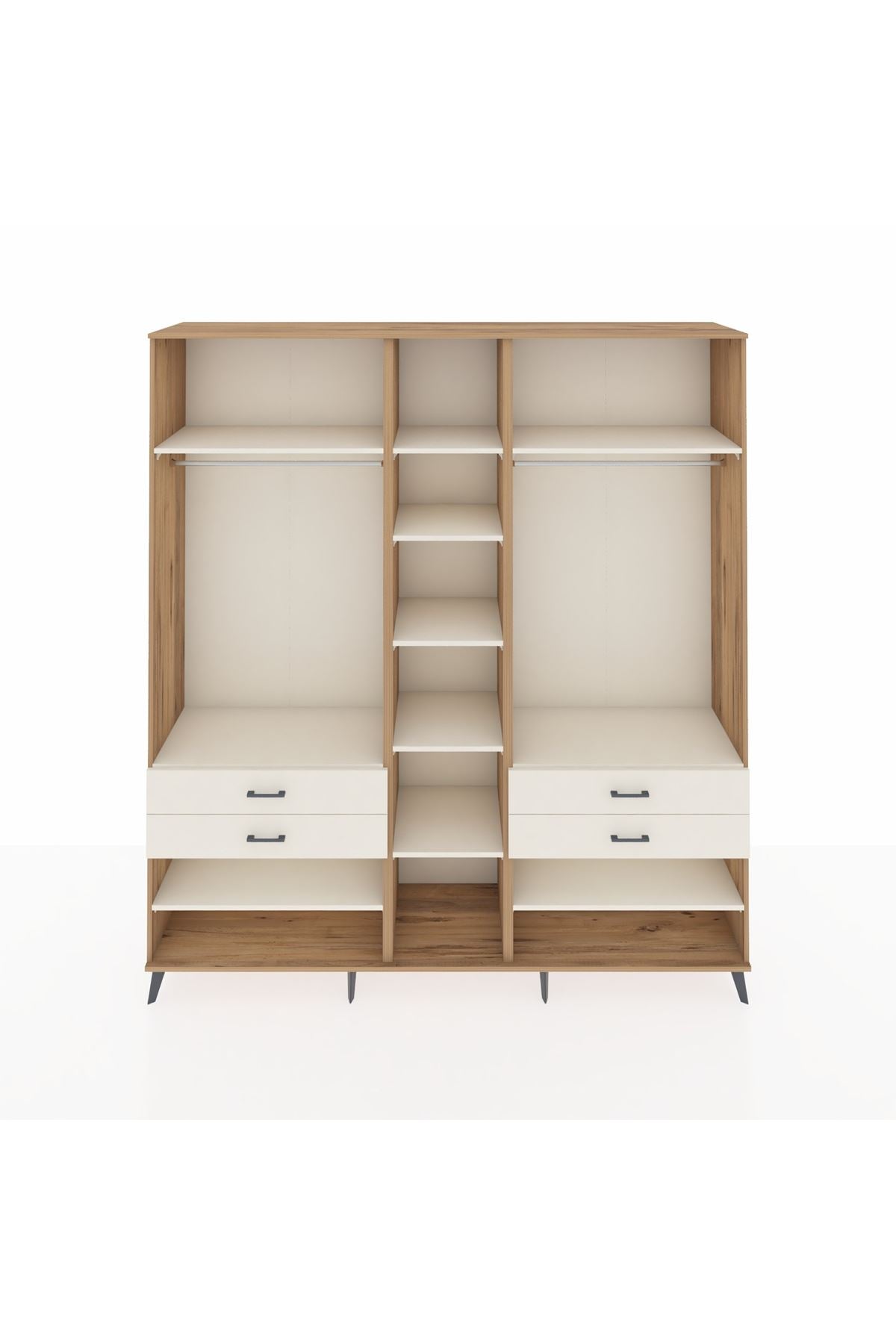 Hyperion Dolap 11 Raflı 4 Çekmeceli 2 Askılı 220x44x243 Çam-Aytaşı/Aytaşı