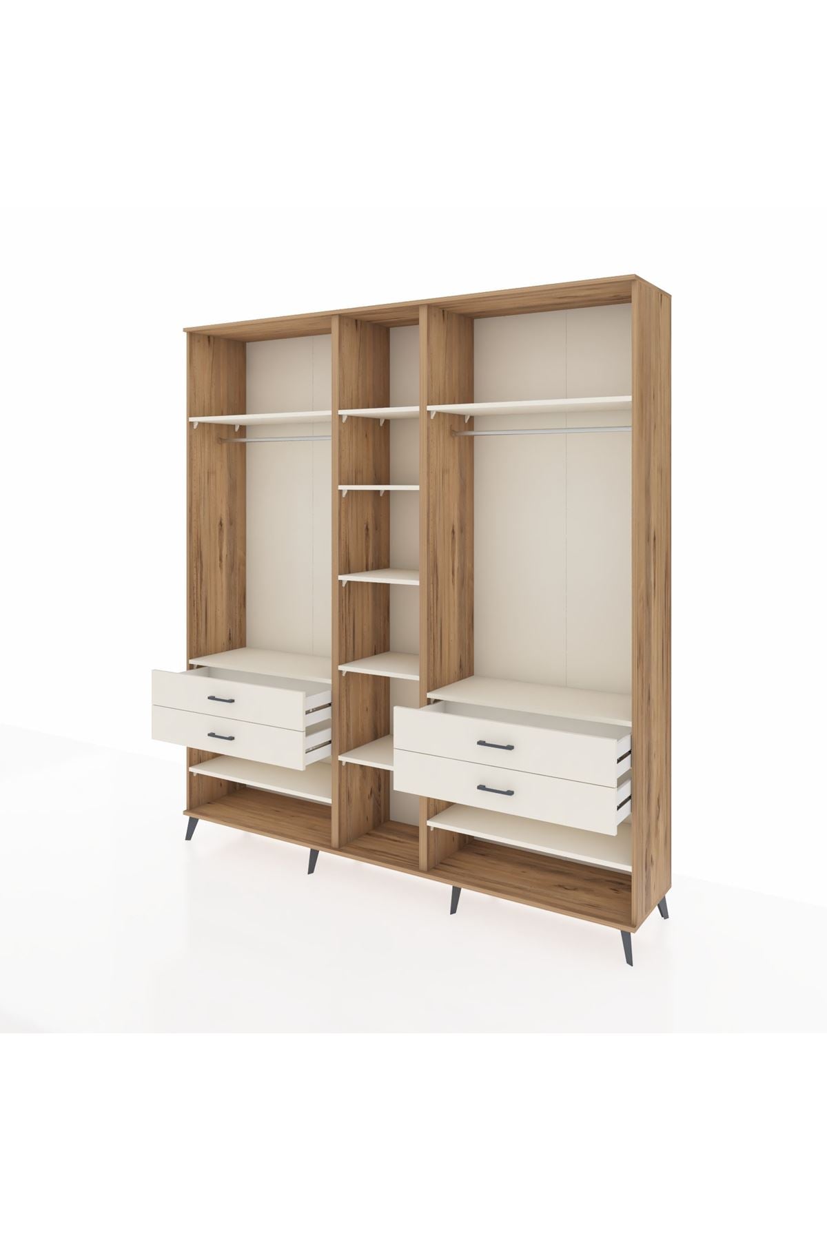 Hyperion Dolap 11 Raflı 4 Çekmeceli 2 Askılı 220x44x243 Çam-Aytaşı/Aytaşı