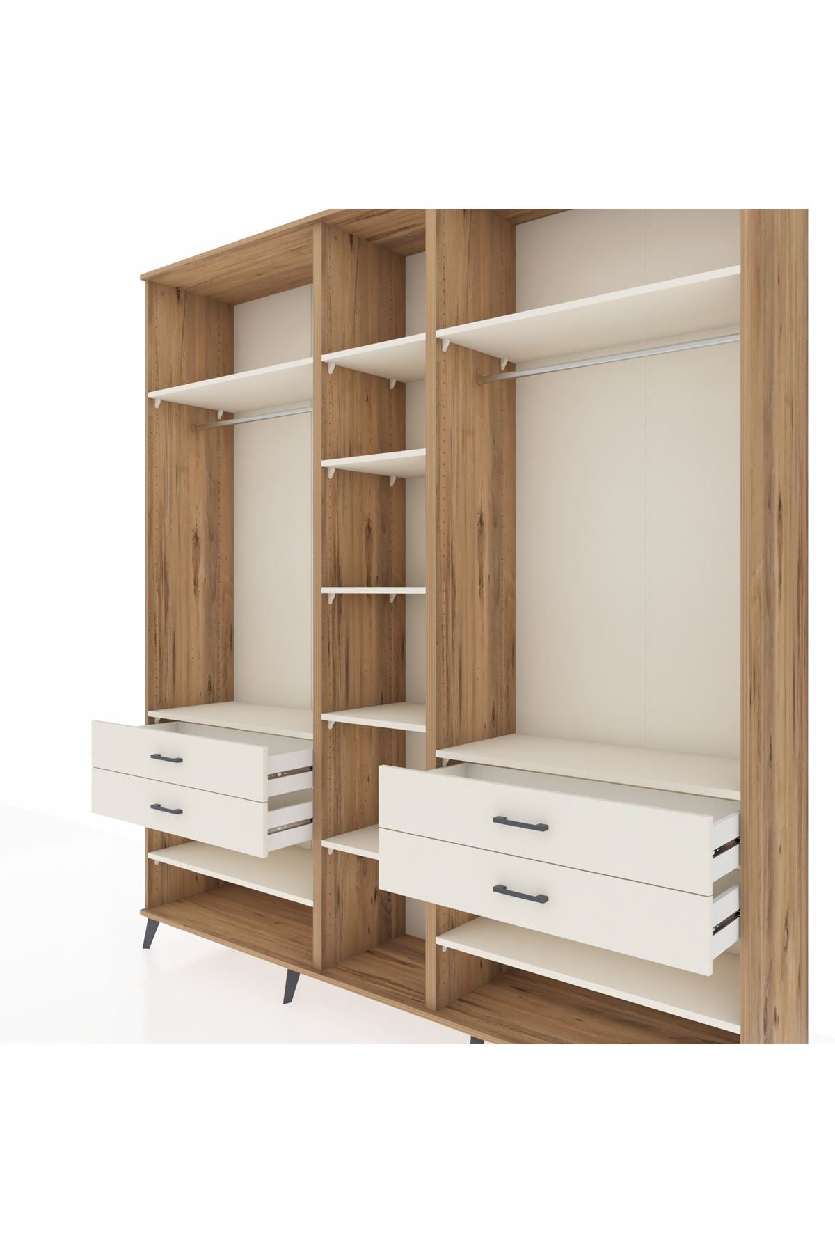 Hyperion Dolap 11 Raflı 4 Çekmeceli 2 Askılı 220x44x243 Çam-Aytaşı/Aytaşı