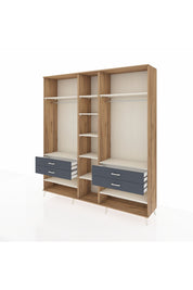 Hyperion Dolap 11 Raflı 4 Çekmeceli 2 Askılı 220x44x243 Çam-Aytaşı/Antrasit