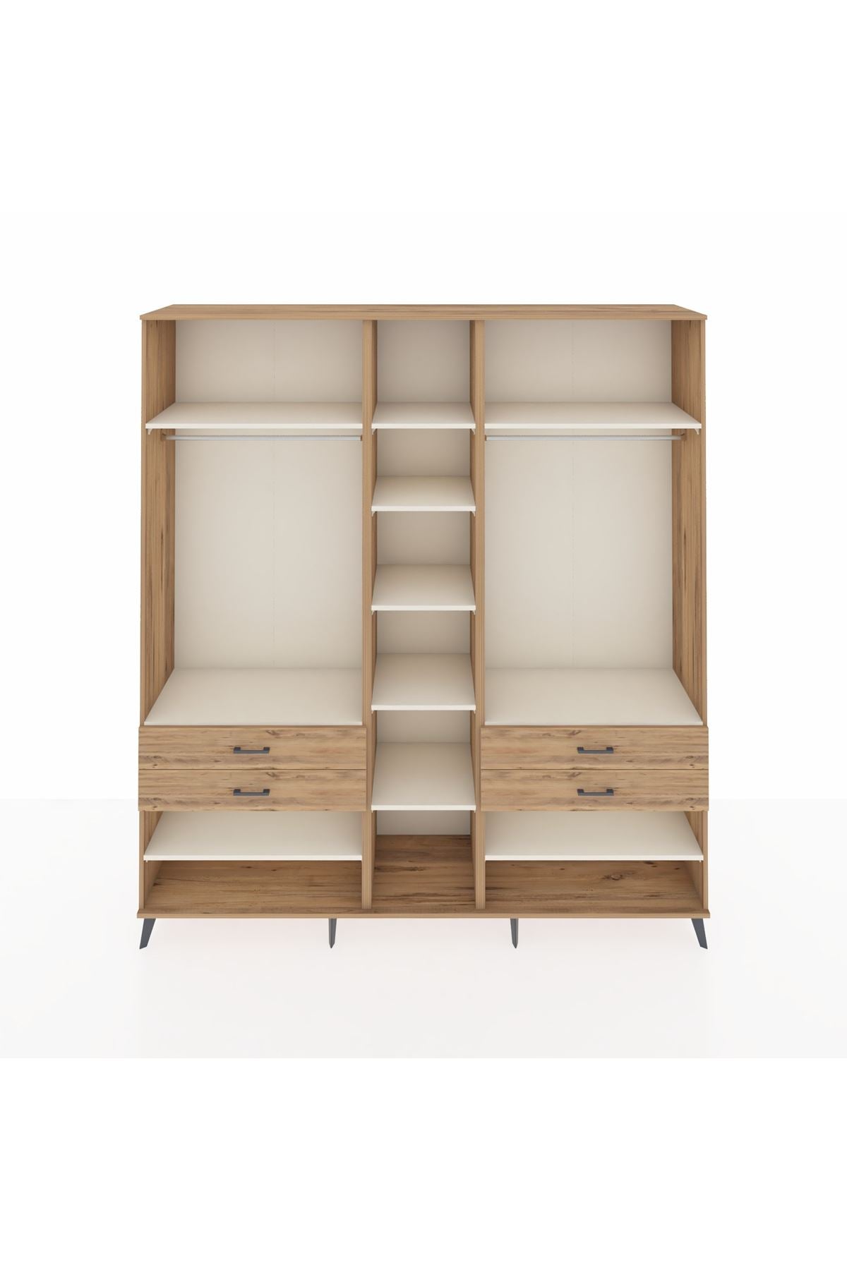 Hyperion Dolap 11 Raflı 4 Çekmeceli 2 Askılı 220x44x243 Çam-Aytaşı/Çam