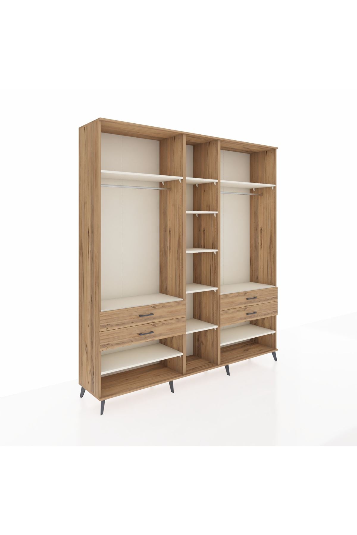 Hyperion Dolap 11 Raflı 4 Çekmeceli 2 Askılı 220x44x243 Çam-Aytaşı/Çam