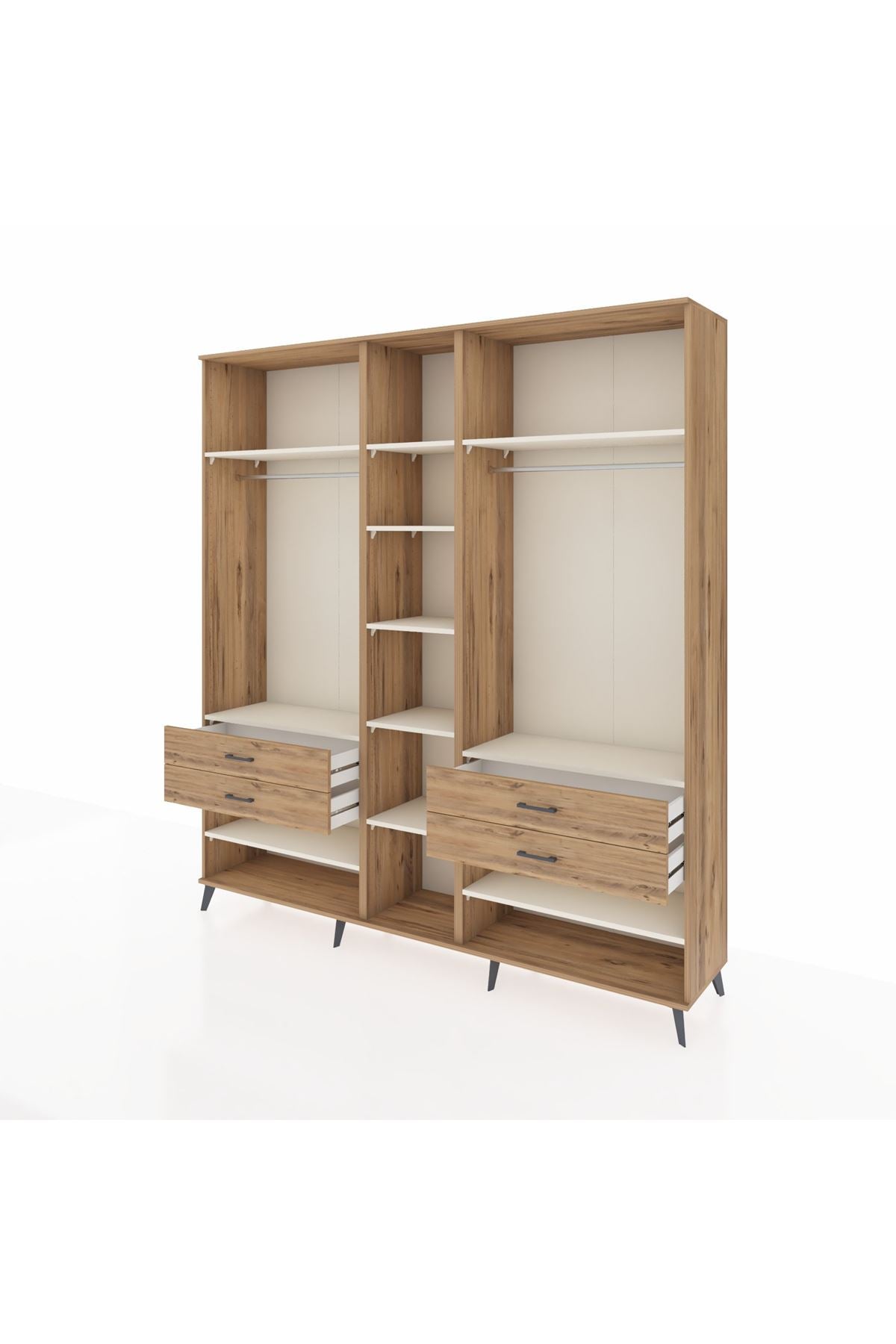 Hyperion Dolap 11 Raflı 4 Çekmeceli 2 Askılı 220x44x243 Çam-Aytaşı/Çam