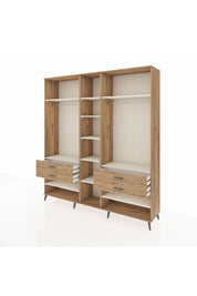 Hyperion Dolap 11 Raflı 4 Çekmeceli 2 Askılı 220x44x243 Çam-Aytaşı/Çam