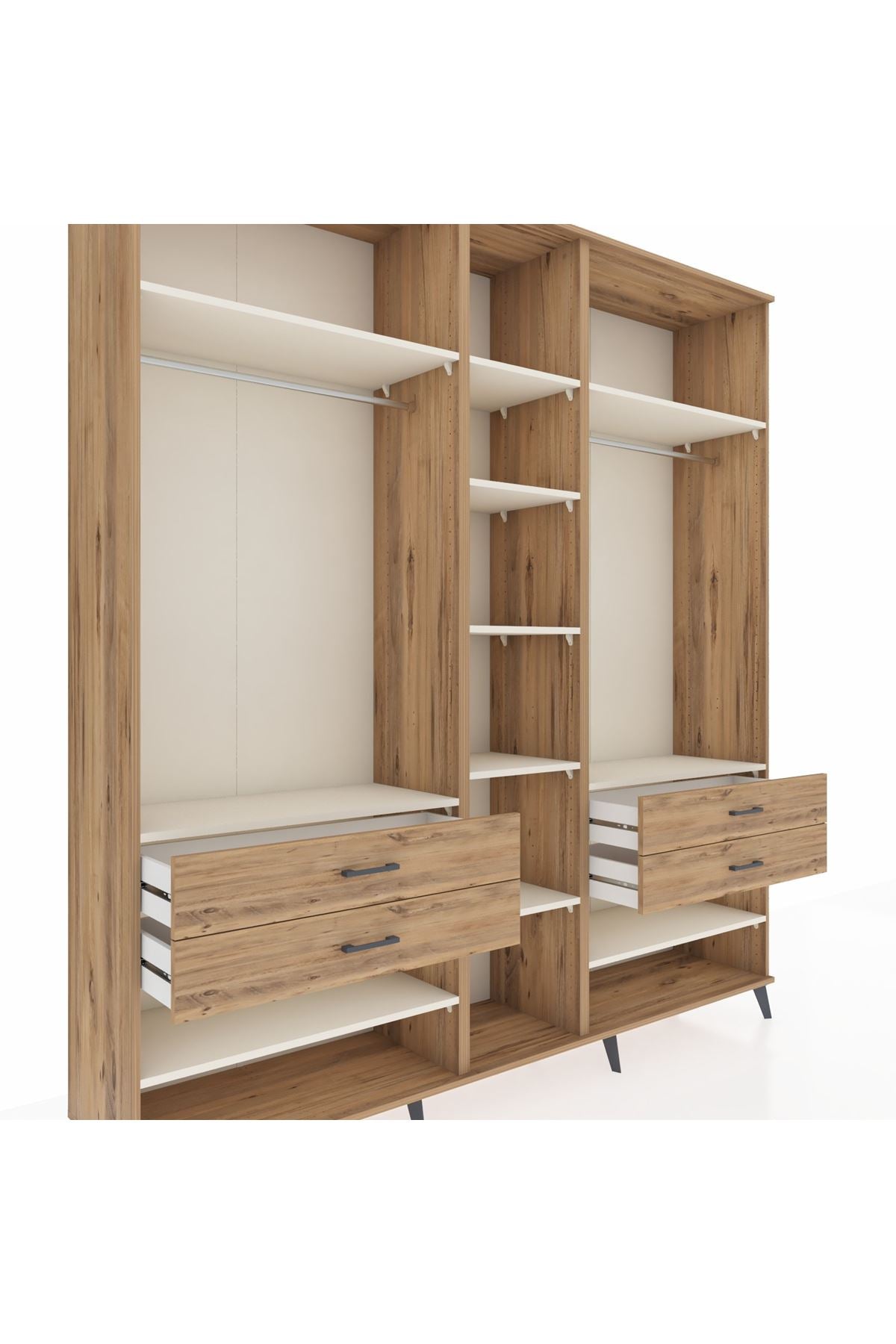 Hyperion Dolap 11 Raflı 4 Çekmeceli 2 Askılı 220x44x243 Çam-Aytaşı/Çam