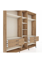 Hyperion Dolap 11 Raflı 4 Çekmeceli 2 Askılı 220x44x243 Çam-Aytaşı/Çam