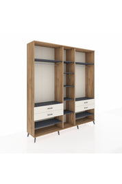 Hyperion Dolap 11 Raflı 4 Çekmeceli 2 Askılı 220x44x243 Çam-Antrasit/Aytaşı